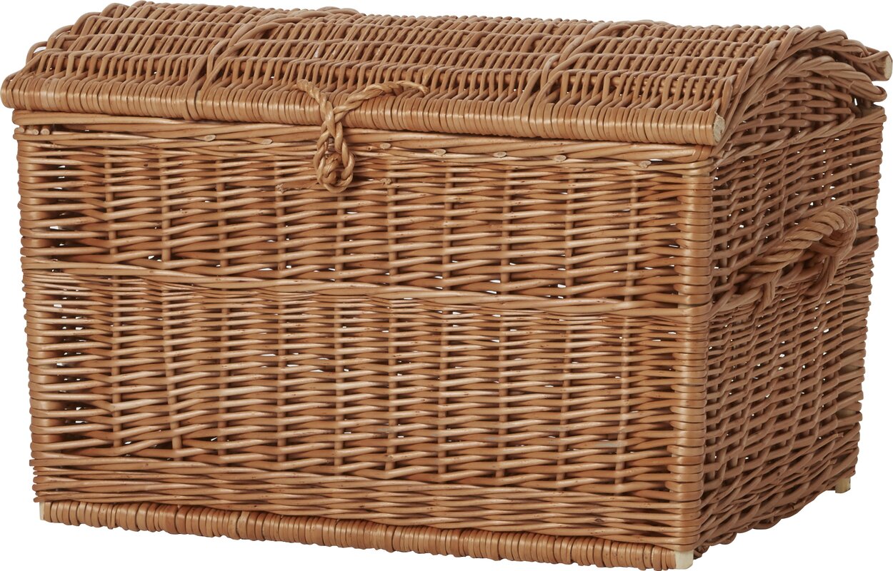 Wicker Basket For Blankets In Living Room